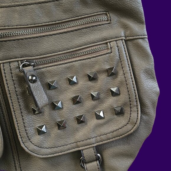 Y2K Aldo Large Crossbody Bag Suddede Gray Faux Leather Emo Indie Sleaze Grunge - Picture 3 of 13